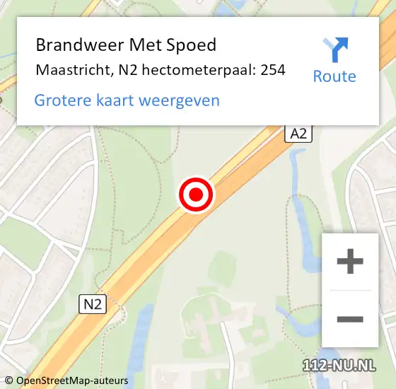 Locatie op kaart van de 112 melding: Brandweer Met Spoed Naar Maastricht, N2 hectometerpaal: 254 op 27 november 2024 21:44