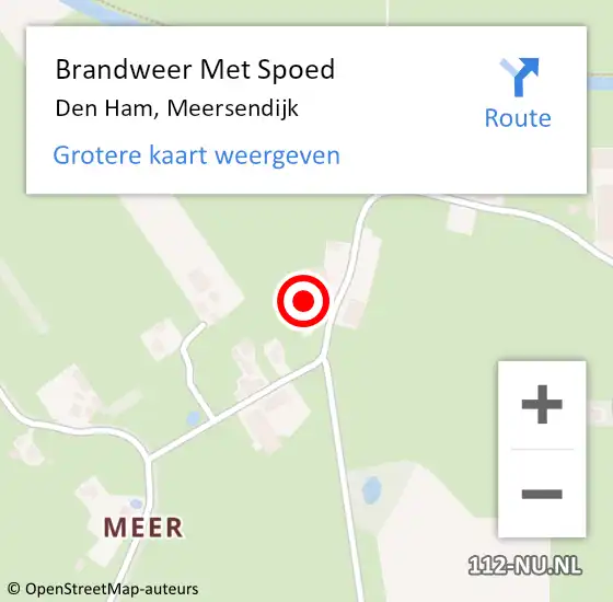 Locatie op kaart van de 112 melding: Brandweer Met Spoed Naar Den Ham, Meersendijk op 27 november 2024 21:53