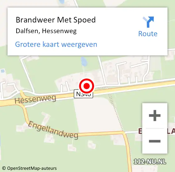 Locatie op kaart van de 112 melding: Brandweer Met Spoed Naar Dalfsen, Hessenweg op 27 november 2024 21:57