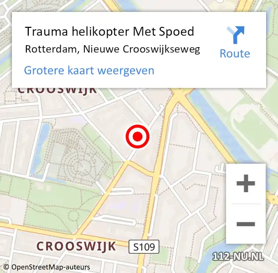 Locatie op kaart van de 112 melding: Trauma helikopter Met Spoed Naar Rotterdam, Nieuwe Crooswijkseweg op 27 november 2024 22:00