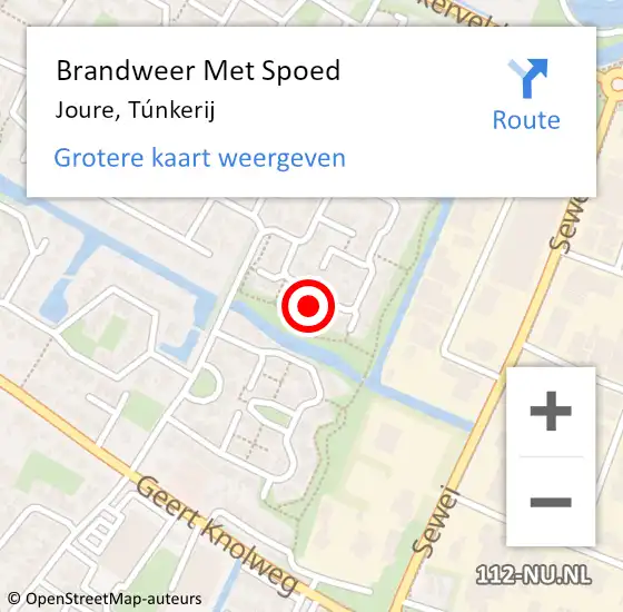 Locatie op kaart van de 112 melding: Brandweer Met Spoed Naar Joure, Túnkerij op 27 november 2024 22:00