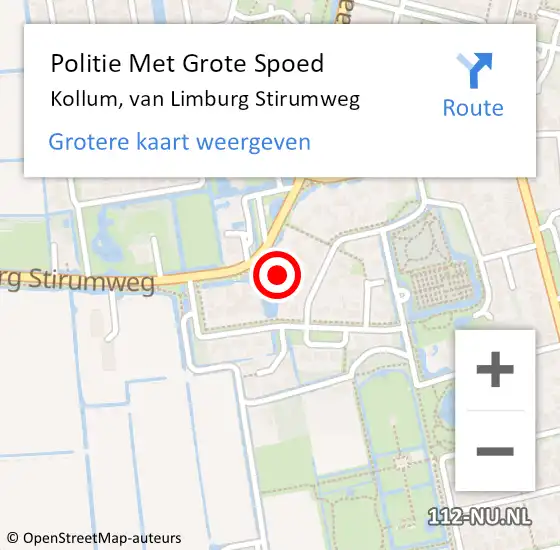 Locatie op kaart van de 112 melding: Politie Met Grote Spoed Naar Kollum, van Limburg Stirumweg op 27 november 2024 22:03