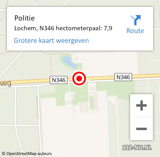 Locatie op kaart van de 112 melding: Politie Lochem, N346 hectometerpaal: 7,9 op 27 november 2024 22:14