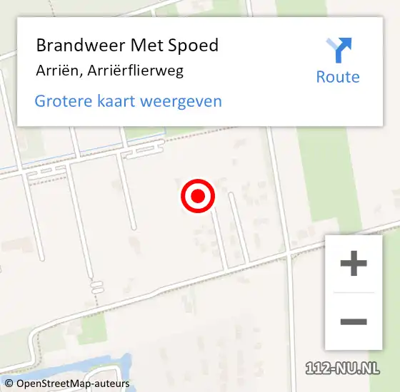 Locatie op kaart van de 112 melding: Brandweer Met Spoed Naar Arriën, Arriërflierweg op 27 november 2024 22:14