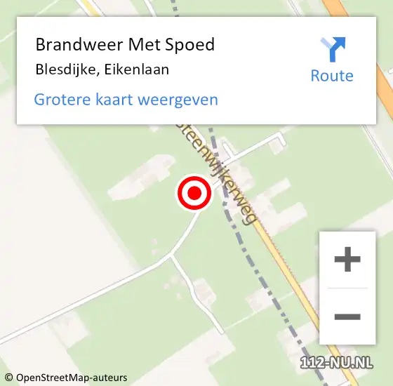 Locatie op kaart van de 112 melding: Brandweer Met Spoed Naar Blesdijke, Eikenlaan op 27 november 2024 22:15