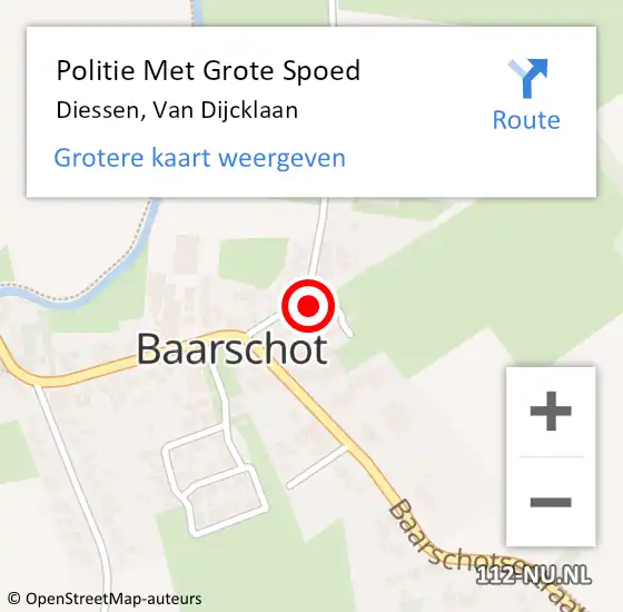 Locatie op kaart van de 112 melding: Politie Met Grote Spoed Naar Diessen, Van Dijcklaan op 27 november 2024 22:24