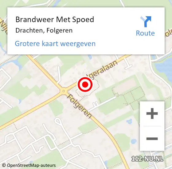 Locatie op kaart van de 112 melding: Brandweer Met Spoed Naar Drachten, Folgeren op 27 november 2024 22:27