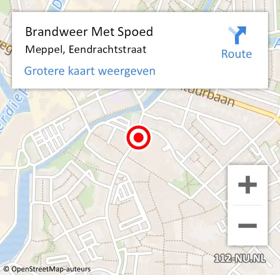 Locatie op kaart van de 112 melding: Brandweer Met Spoed Naar Meppel, Eendrachtstraat op 27 november 2024 22:40