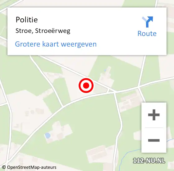 Locatie op kaart van de 112 melding: Politie Stroe, Stroeërweg op 27 november 2024 22:57