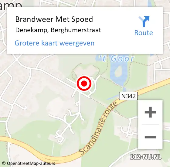 Locatie op kaart van de 112 melding: Brandweer Met Spoed Naar Denekamp, Berghumerstraat op 27 november 2024 22:59