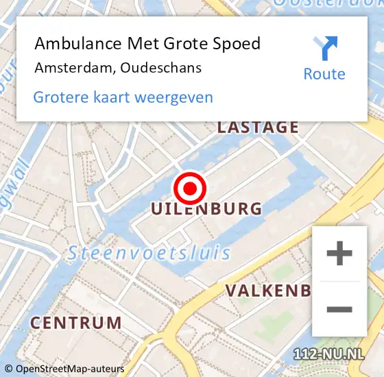 Locatie op kaart van de 112 melding: Ambulance Met Grote Spoed Naar Amsterdam, Oudeschans op 27 november 2024 23:17