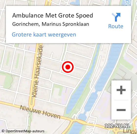 Locatie op kaart van de 112 melding: Ambulance Met Grote Spoed Naar Gorinchem, Marinus Spronklaan op 27 november 2024 23:35