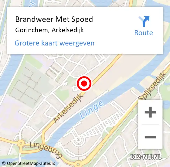 Locatie op kaart van de 112 melding: Brandweer Met Spoed Naar Gorinchem, Arkelsedijk op 27 november 2024 23:46