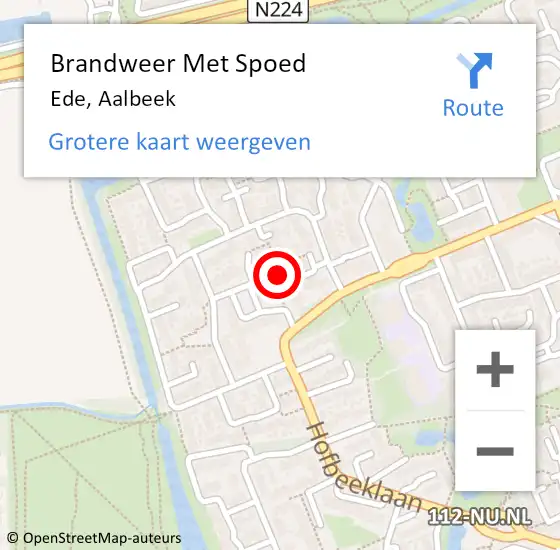 Locatie op kaart van de 112 melding: Brandweer Met Spoed Naar Ede, Aalbeek op 28 november 2024 00:19