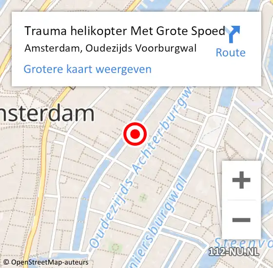 Locatie op kaart van de 112 melding: Trauma helikopter Met Grote Spoed Naar Amsterdam, Oudezijds Voorburgwal op 28 november 2024 00:27