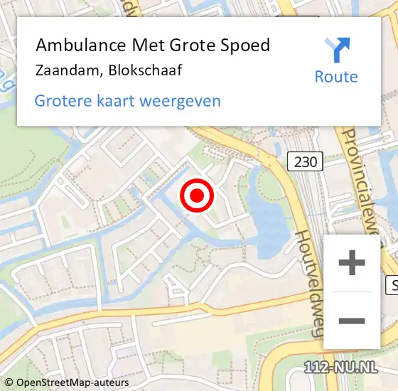 Locatie op kaart van de 112 melding: Ambulance Met Grote Spoed Naar Zaandam, Blokschaaf op 28 november 2024 00:36