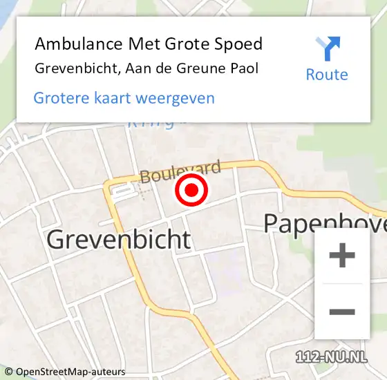 Locatie op kaart van de 112 melding: Ambulance Met Grote Spoed Naar Grevenbicht, Aan de Greune Paol op 28 november 2024 01:03