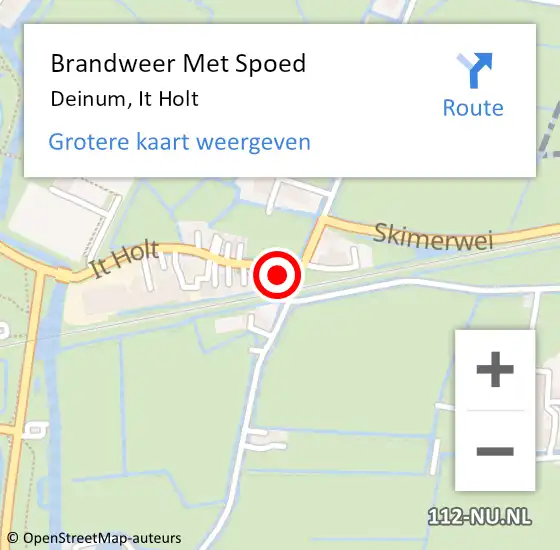 Locatie op kaart van de 112 melding: Brandweer Met Spoed Naar Deinum, It Holt op 28 november 2024 01:09