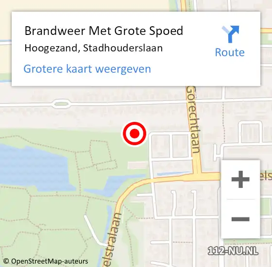 Locatie op kaart van de 112 melding: Brandweer Met Grote Spoed Naar Hoogezand, Stadhouderslaan op 28 november 2024 01:45