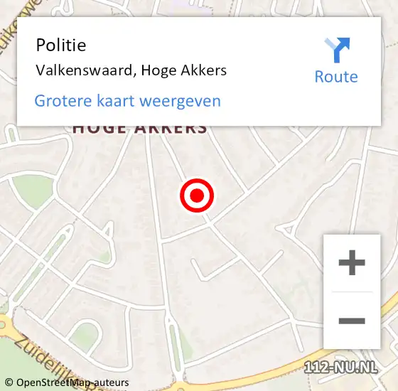 Locatie op kaart van de 112 melding: Politie Valkenswaard, Hoge Akkers op 28 november 2024 02:57