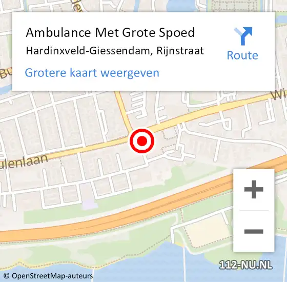 Locatie op kaart van de 112 melding: Ambulance Met Grote Spoed Naar Hardinxveld-Giessendam, Rijnstraat op 28 november 2024 03:01