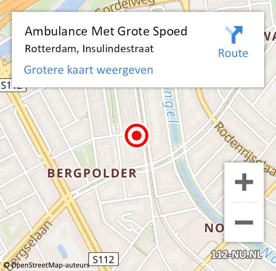 Locatie op kaart van de 112 melding: Ambulance Met Grote Spoed Naar Rotterdam, Insulindestraat op 28 november 2024 03:11