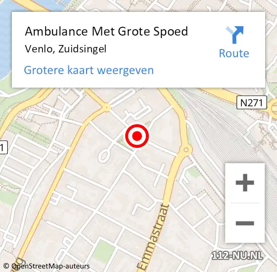 Locatie op kaart van de 112 melding: Ambulance Met Grote Spoed Naar Venlo, Zuidsingel op 28 oktober 2014 13:29