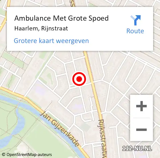 Locatie op kaart van de 112 melding: Ambulance Met Grote Spoed Naar Haarlem, Rijnstraat op 28 november 2024 03:44