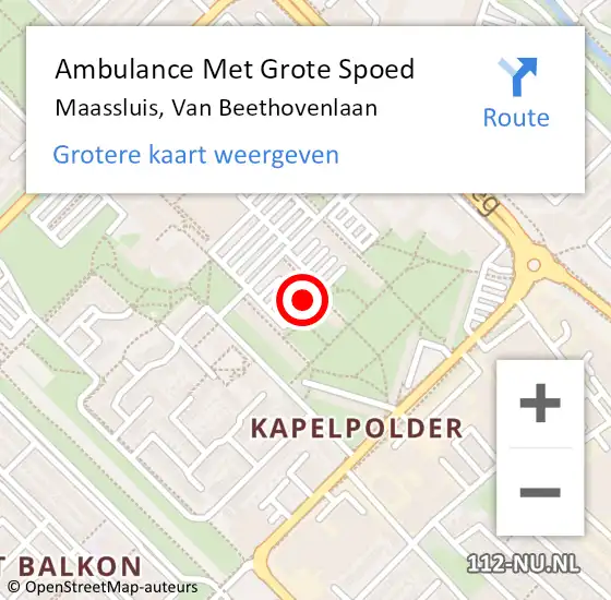 Locatie op kaart van de 112 melding: Ambulance Met Grote Spoed Naar Maassluis, Van Beethovenlaan op 28 november 2024 04:12