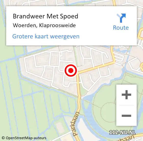 Locatie op kaart van de 112 melding: Brandweer Met Spoed Naar Woerden, Klaproosweide op 28 november 2024 04:30