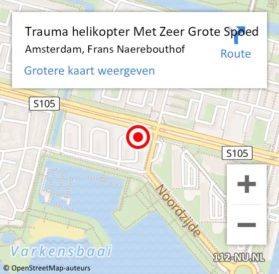 Locatie op kaart van de 112 melding: Trauma helikopter Met Zeer Grote Spoed Naar Amsterdam, Frans Naerebouthof op 28 november 2024 05:39