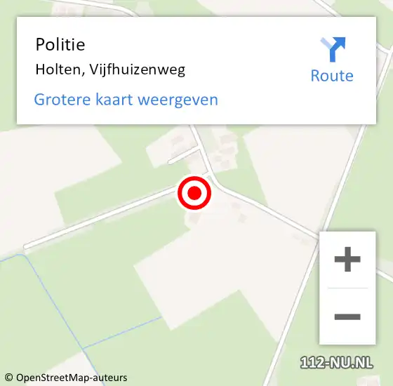 Locatie op kaart van de 112 melding: Politie Holten, Vijfhuizenweg op 28 november 2024 07:14