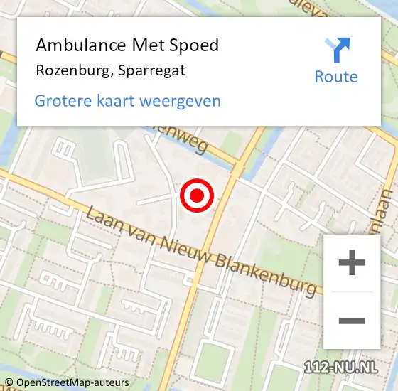 Locatie op kaart van de 112 melding: Ambulance Met Spoed Naar Rozenburg, Sparregat op 28 november 2024 07:26