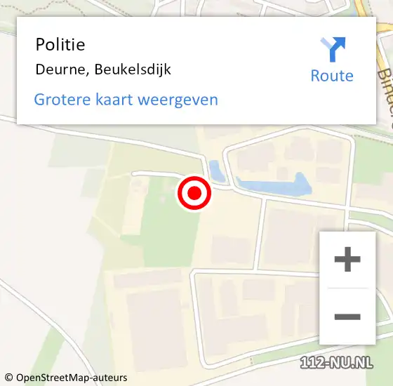 Locatie op kaart van de 112 melding: Politie Deurne, Beukelsdijk op 28 november 2024 07:48