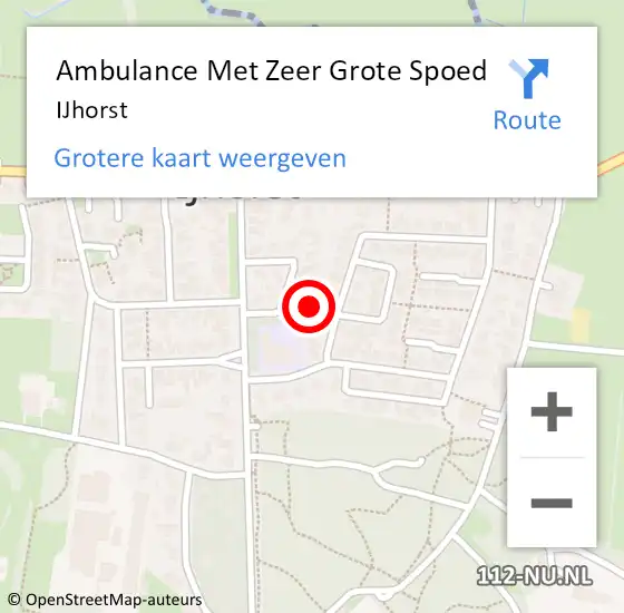 Locatie op kaart van de 112 melding: Ambulance Met Zeer Grote Spoed Naar IJhorst op 28 november 2024 07:53