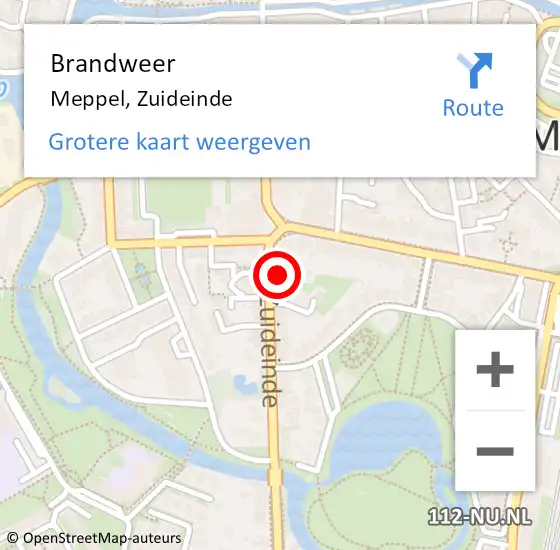 Locatie op kaart van de 112 melding: Brandweer Meppel, Zuideinde op 28 november 2024 07:53