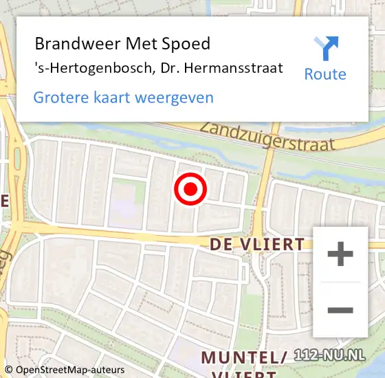 Locatie op kaart van de 112 melding: Brandweer Met Spoed Naar 's-Hertogenbosch, Dr. Hermansstraat op 28 november 2024 07:55