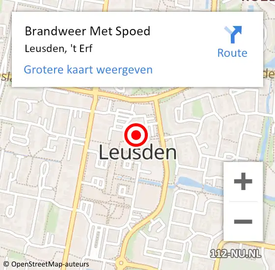 Locatie op kaart van de 112 melding: Brandweer Met Spoed Naar Leusden, 't Erf op 28 november 2024 08:00