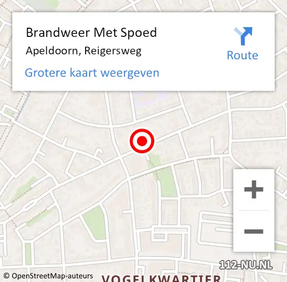 Locatie op kaart van de 112 melding: Brandweer Met Spoed Naar Apeldoorn, Reigersweg op 28 november 2024 08:08