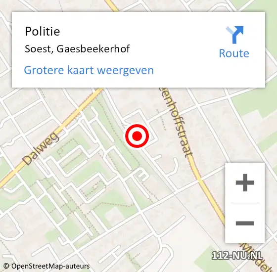 Locatie op kaart van de 112 melding: Politie Soest, Gaesbeekerhof op 28 november 2024 08:27