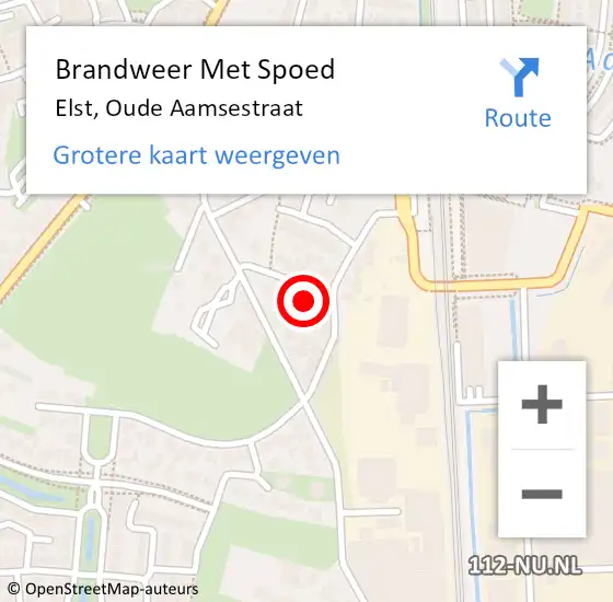 Locatie op kaart van de 112 melding: Brandweer Met Spoed Naar Elst, Oude Aamsestraat op 28 november 2024 08:29