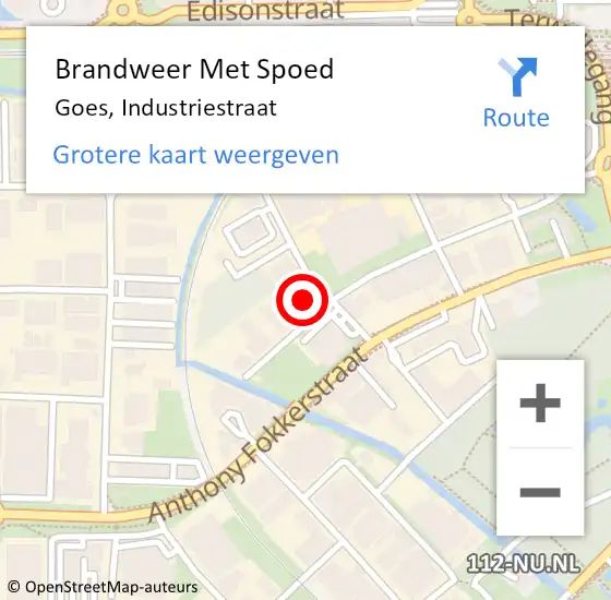 Locatie op kaart van de 112 melding: Brandweer Met Spoed Naar Goes, Industriestraat op 28 november 2024 08:37