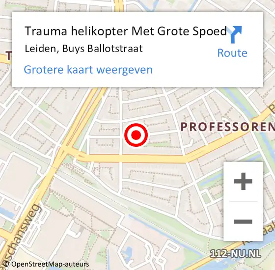 Locatie op kaart van de 112 melding: Trauma helikopter Met Grote Spoed Naar Leiden, Buys Ballotstraat op 28 november 2024 08:41