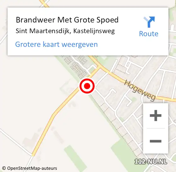 Locatie op kaart van de 112 melding: Brandweer Met Grote Spoed Naar Sint Maartensdijk, Kastelijnsweg op 28 november 2024 08:48