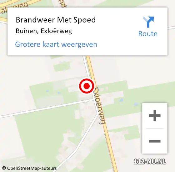 Locatie op kaart van de 112 melding: Brandweer Met Spoed Naar Buinen, Exloërweg op 28 november 2024 08:53