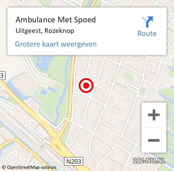 Locatie op kaart van de 112 melding: Ambulance Met Spoed Naar Uitgeest, Rozeknop op 28 november 2024 09:03