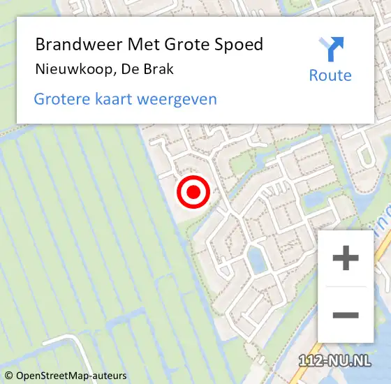 Locatie op kaart van de 112 melding: Brandweer Met Grote Spoed Naar Nieuwkoop, De Brak op 28 november 2024 09:36