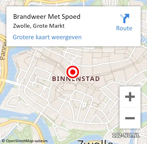 Locatie op kaart van de 112 melding: Brandweer Met Spoed Naar Zwolle, Grote Markt op 28 november 2024 09:40