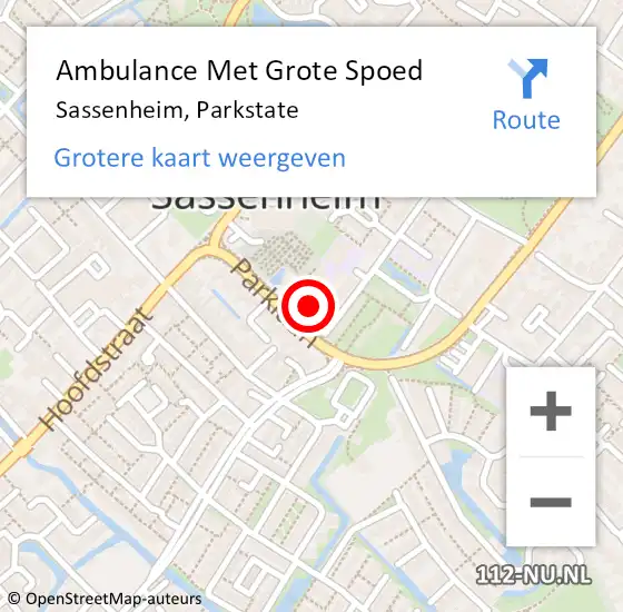 Locatie op kaart van de 112 melding: Ambulance Met Grote Spoed Naar Sassenheim, Parkstate op 28 november 2024 09:50