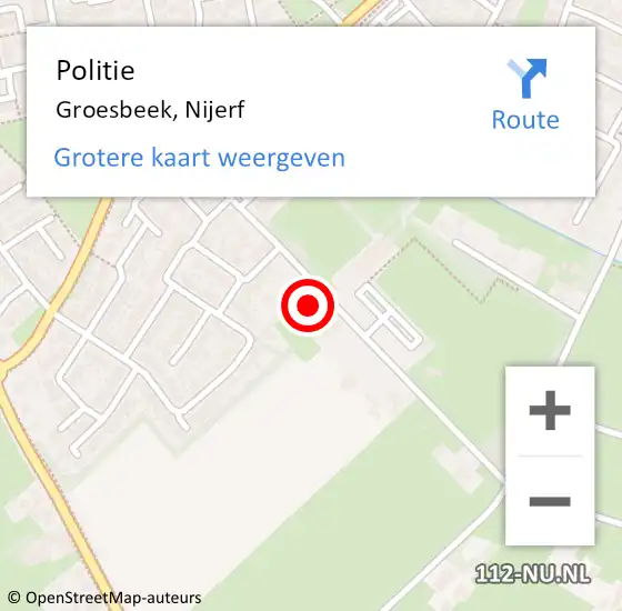 Locatie op kaart van de 112 melding: Politie Groesbeek, Nijerf op 28 november 2024 10:04